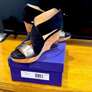 Cole Haan and Nike Air black suede and metallic wedge. So smart looking. Size 6